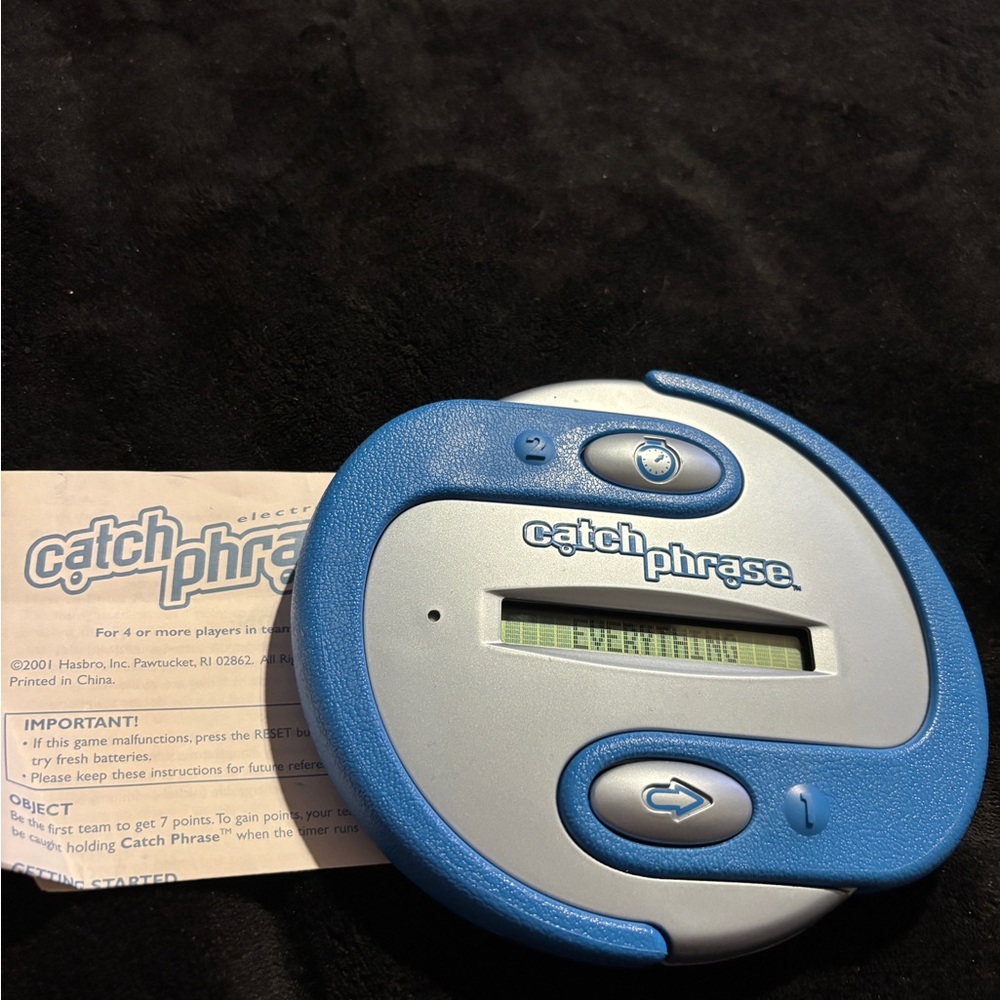 Catch Phrase Handheld Electronic Game - Blue and Silver. Hasbro 2001 Works